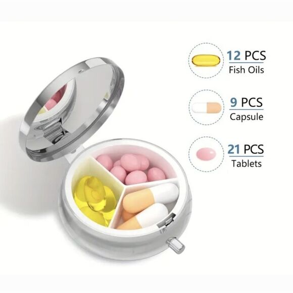 Pug Bulldog 🐶 Pill Box Medicine Mini Case Mirror Dog Mom Travel Portable Purse - Picture 4 of 7